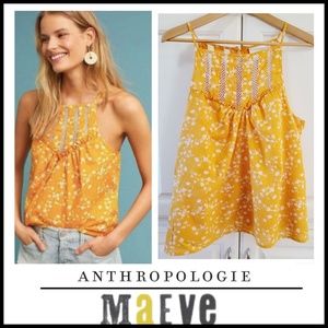 Maeve Anthropologie Martel Yellow Floral Tank Top